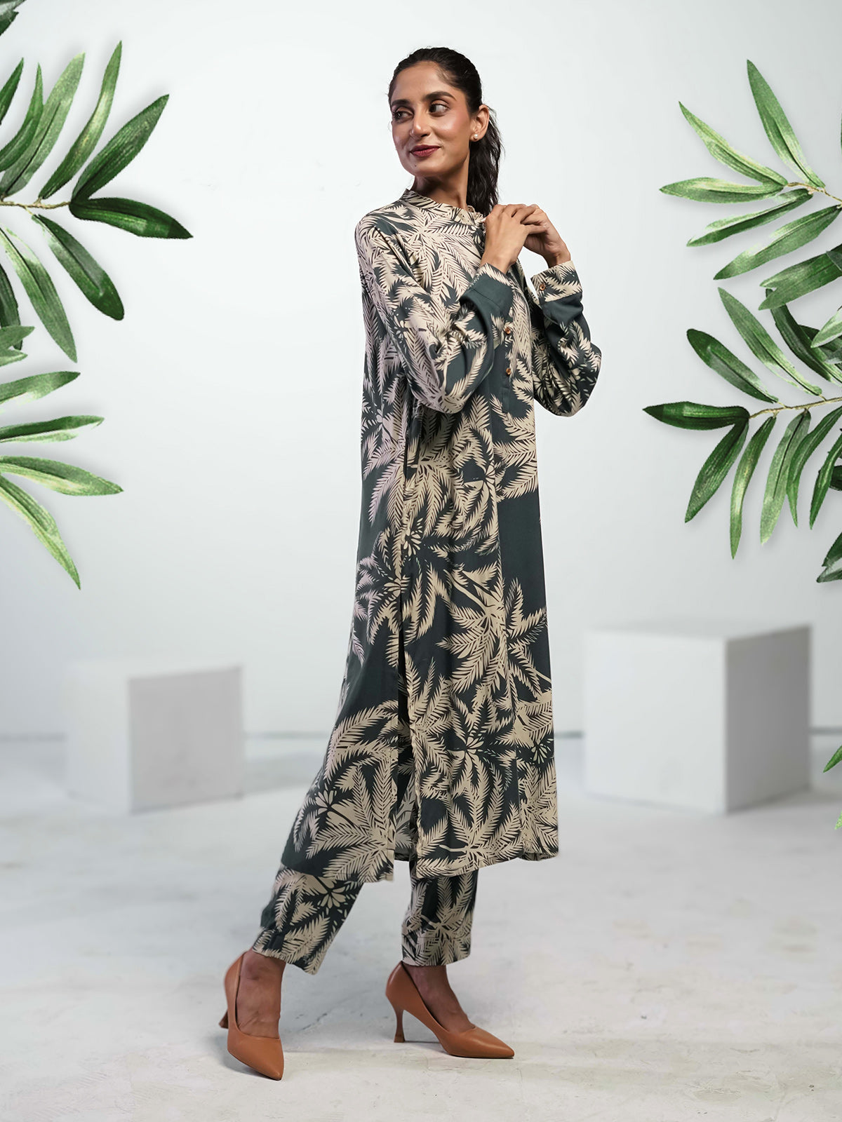 Ahlam 2pc Stitched-Forest Co-ord set Collection'2024