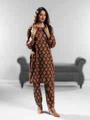 Ahlam Soft Cambric Stitched-Bronze Bliss Co-ord set Collection'2024