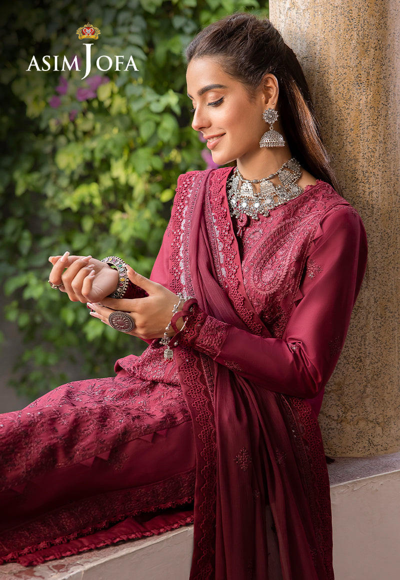 Asim Jofa Shadow Work '23 Ajsw-02 Embroidered Poly Viscose 3 Pcs
