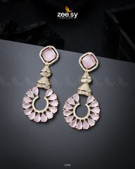 Decorative Earrings Golden Mint Pink - Zeesy Jewellery