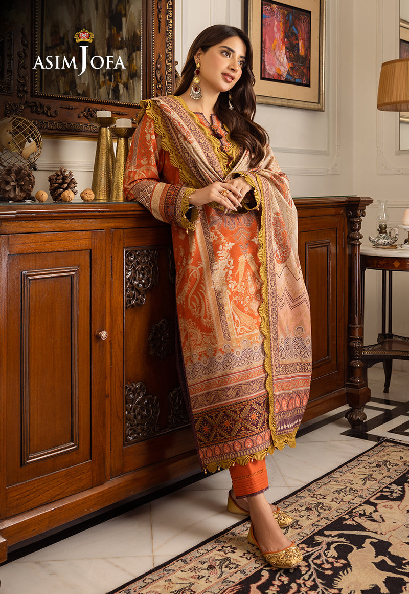 Asim Jofa Aira & Asra Pret Ajiwp-12 Embroidered Khaddar Stitched 3 Pcs