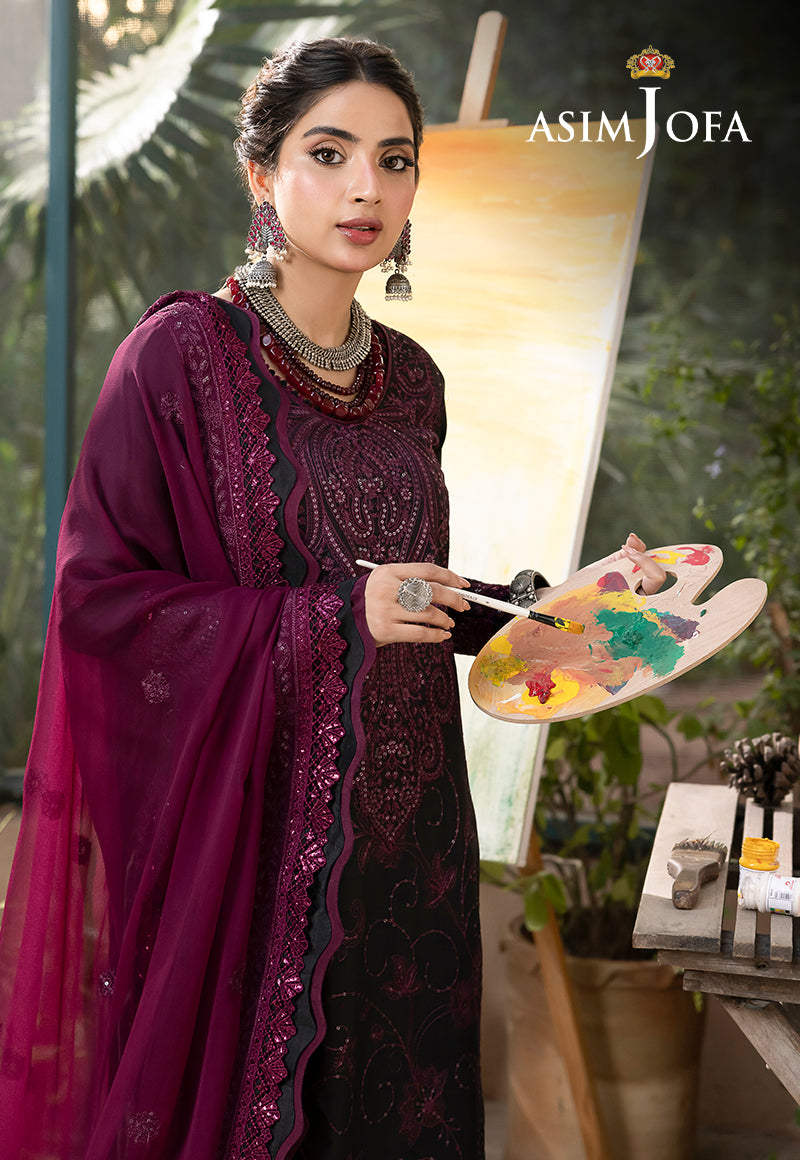 Asim Jofa Shadow Work '23 Ajsw-16 Embroidered Lawn Silk 3 Pcs