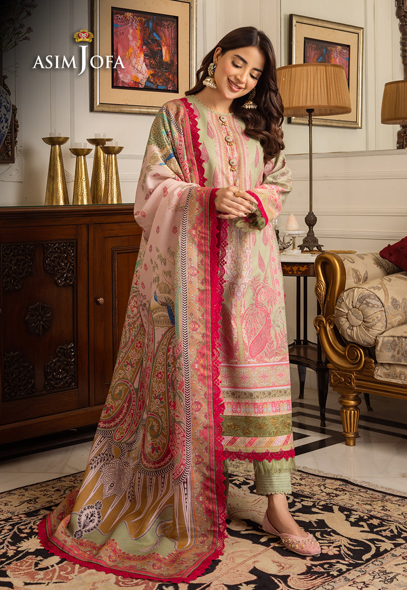 Asim Jofa Aira & Asra Pret Ajiwp-08 Embroidered Karandi Stitched 3 Pcs
