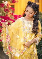 Manzar By Al Harir Stitched 3 Piece Kids Summer Suit-AH017-YELLOW