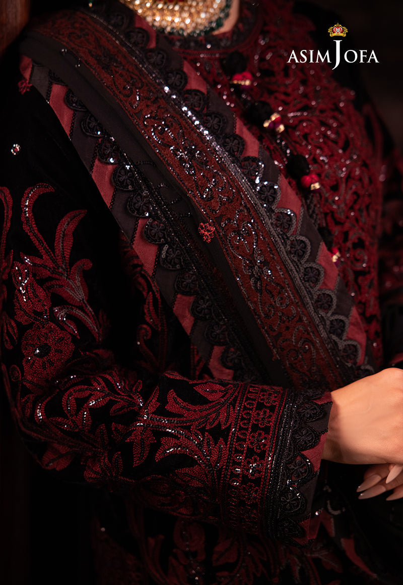 Asim Jofa Designers Limited Edition Ajmmd-12 Embroidered Velvet 3 Pcs