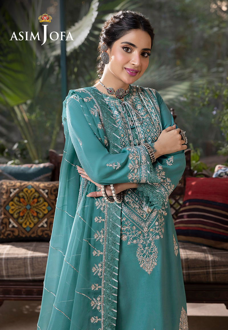 Asim Jofa Shadow Work '23 Ajsw-28 Embroidered Lawn Silk 3 Pcs