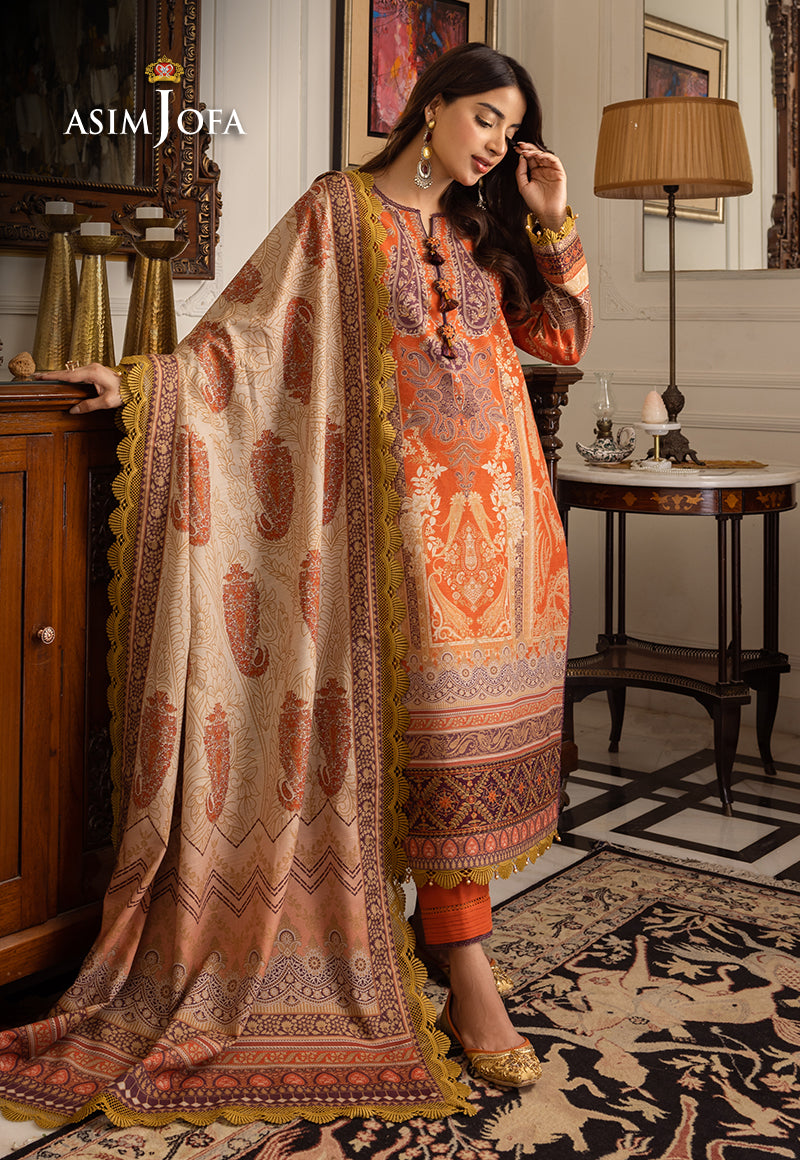 Asim Jofa Aira & Asra Pret Ajiwp-12 Embroidered Khaddar Stitched 3 Pcs