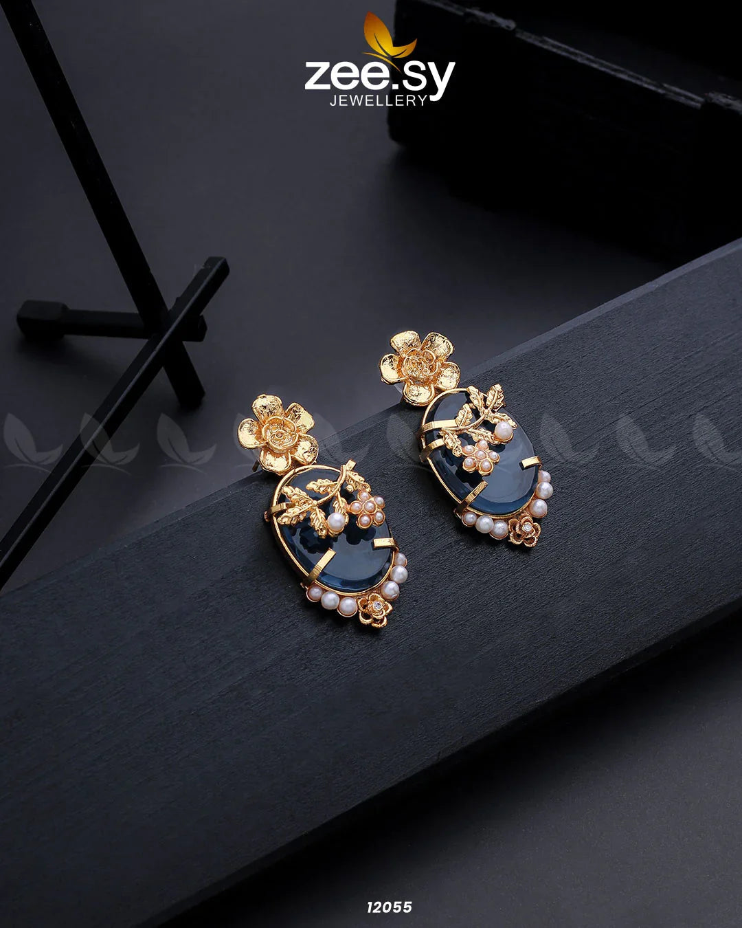 Crystal Glow Earrings Blue - Zeesy Jewellery