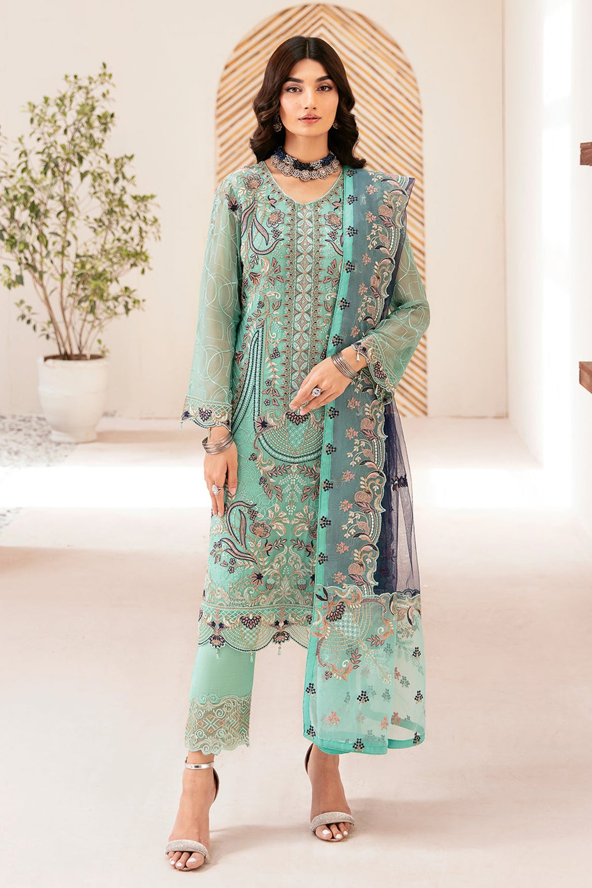 Rangoon By Ramsha Unstitched 3 Piece Luxury Emb Chiffon Vol-12 Collection'2024-D-1207