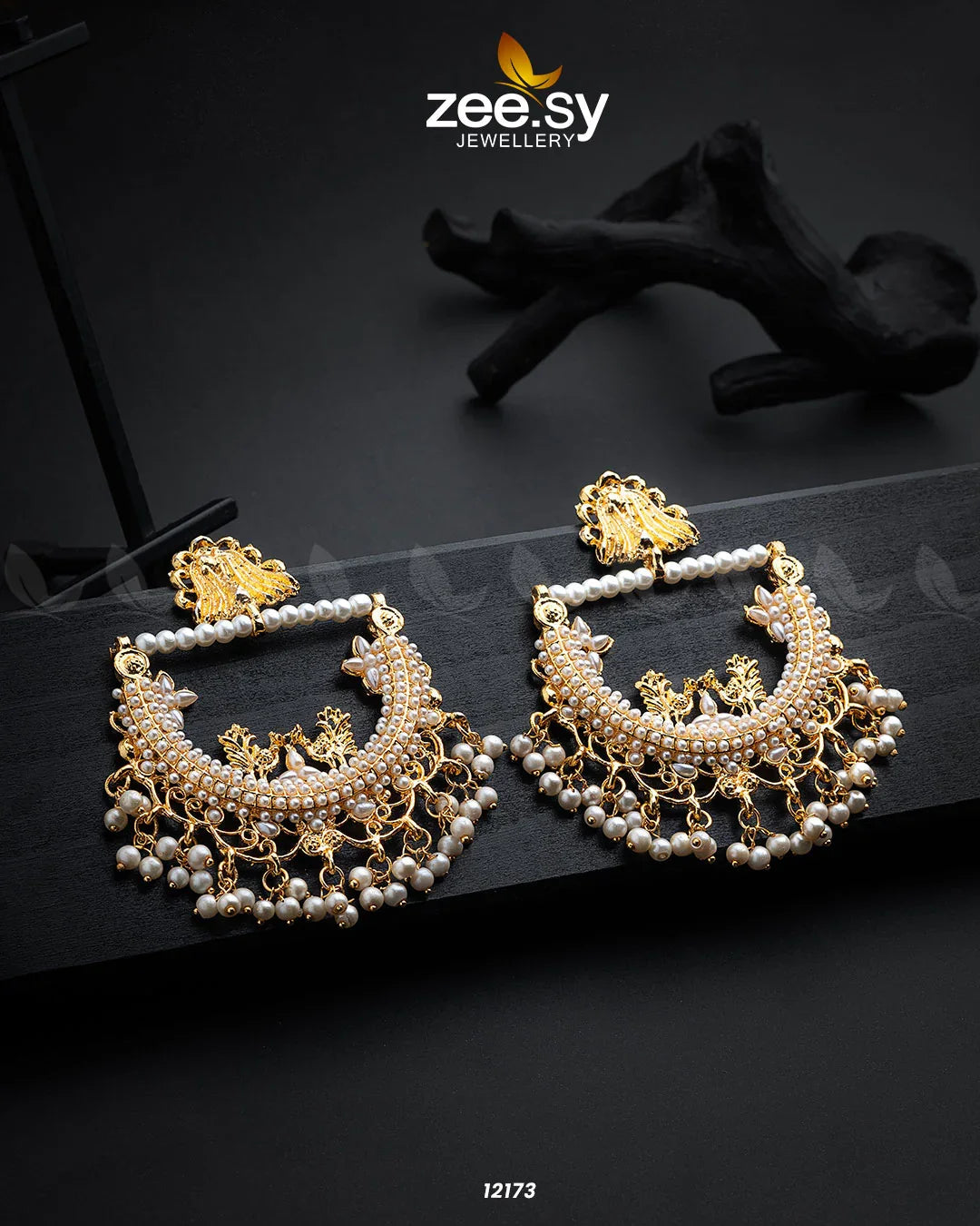 Reverie Earrings Golden White - Zeesy Jewellery
