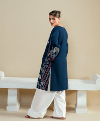 The Thread Line By Kaanthaa Stitched 2 Piece Summer Suit-KEP-02 NAVY-CAMBRIC STITCHED 2PC