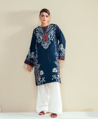 The Thread Line By Kaanthaa Stitched 2 Piece Summer Suit-KEP-02 NAVY-CAMBRIC STITCHED 2PC