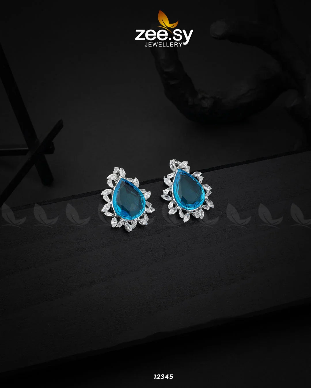 Oval Star Earrings Silver Feroza - Zeesy Jewellery