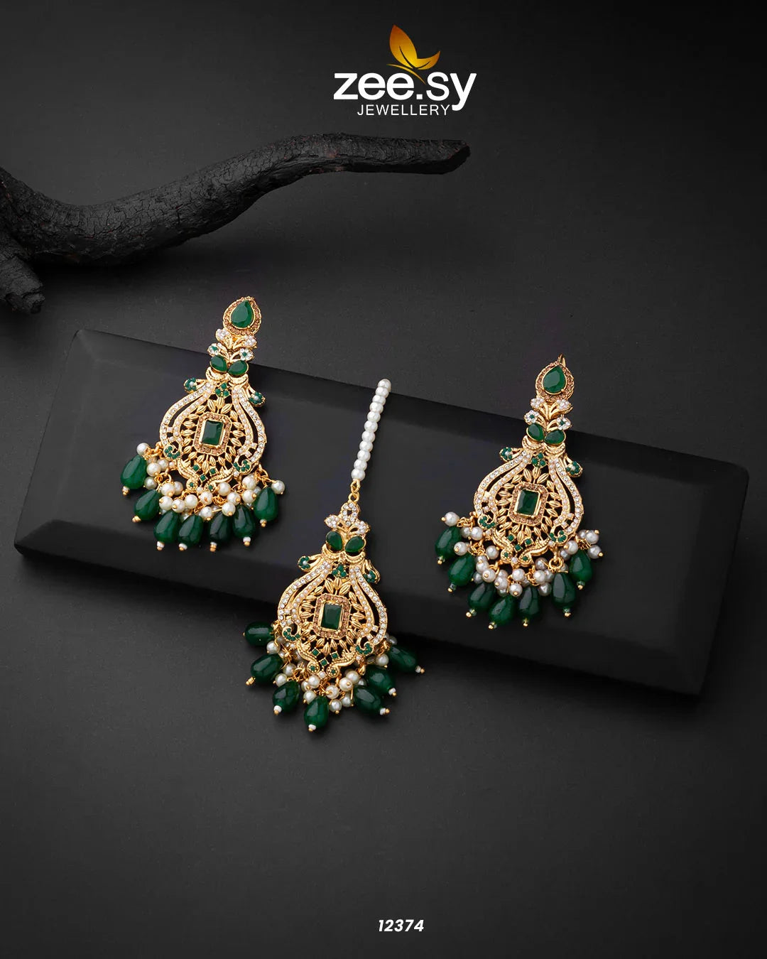 Minal's Earrings Green - Zeesy Jewellery
