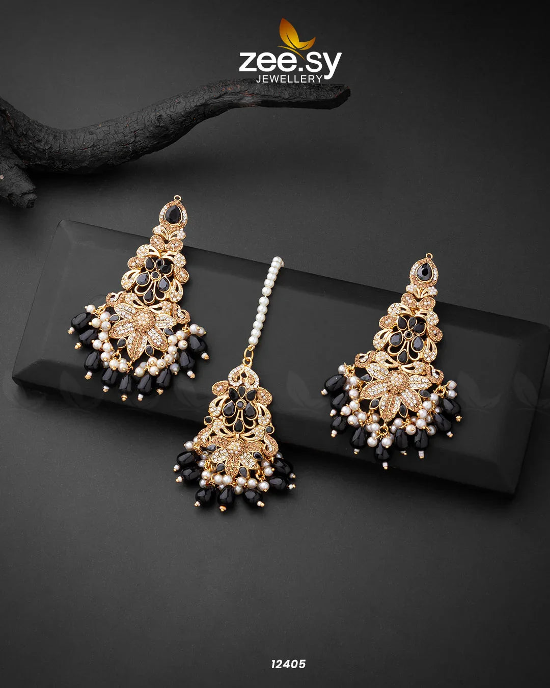 Sarah's Earrings Black - Zeesy Jewellery