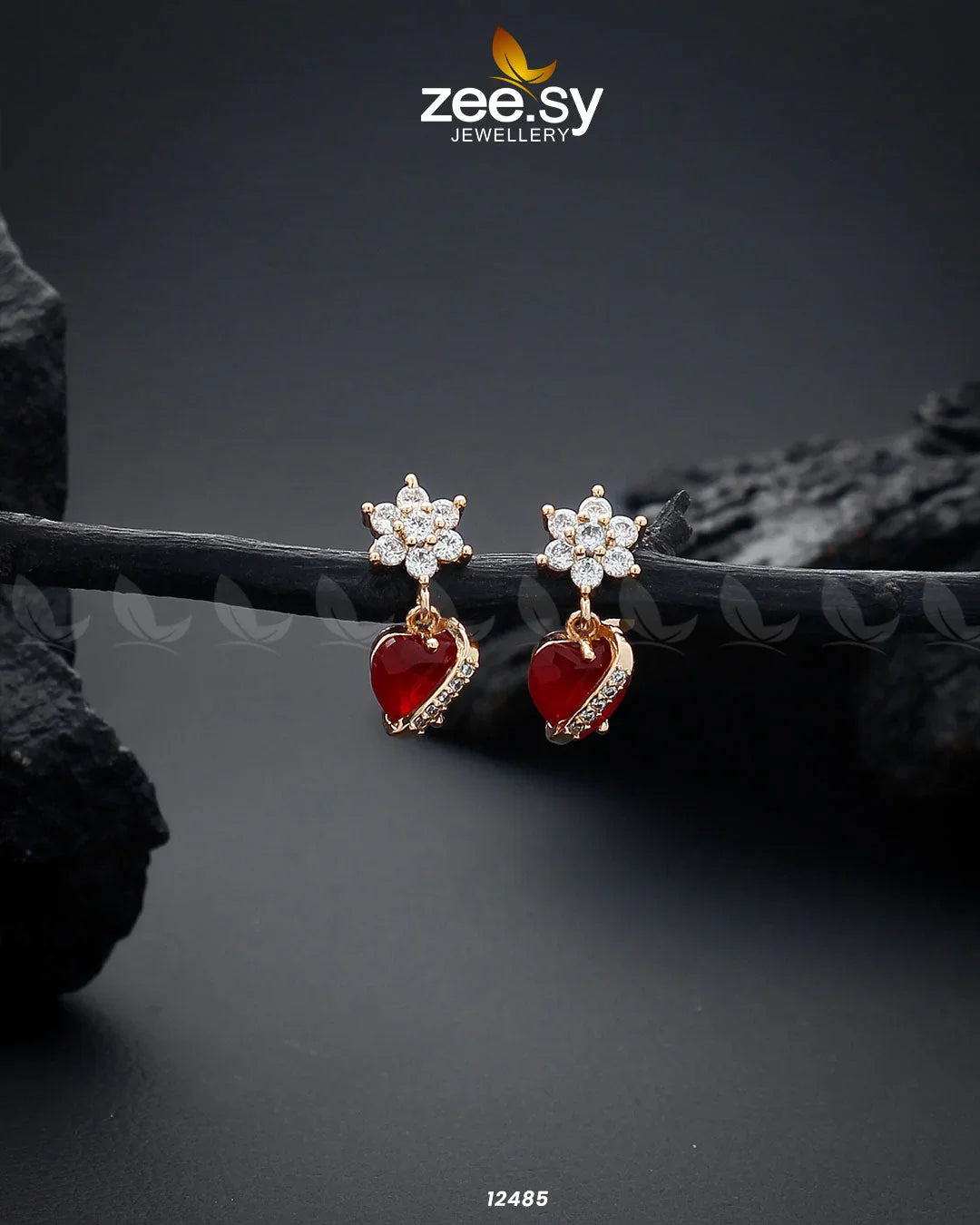 Heart Earrings Red - Zeesy Jewellery