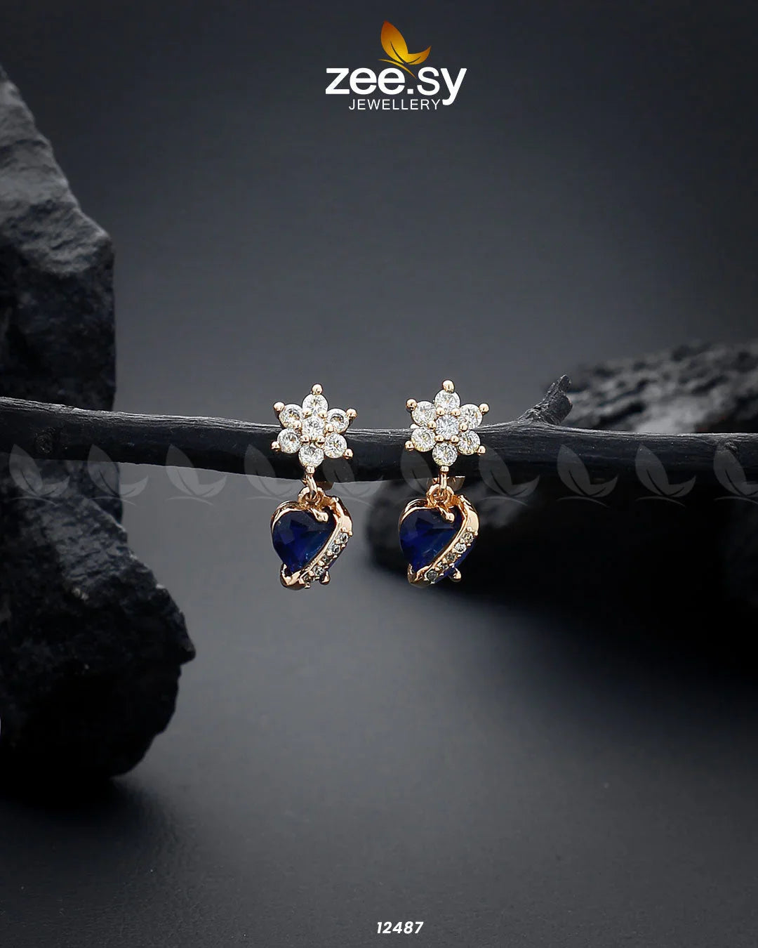 Heart Earrings Blue - Zeesy Jewellery