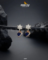 Heart Earrings Blue - Zeesy Jewellery