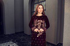 Panache Apparel Stitched Velvet Collection-Mauve Bloom