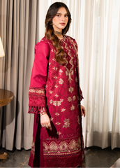 Meerak Stitched 3 Piece Emb Lawn Suit-Blush