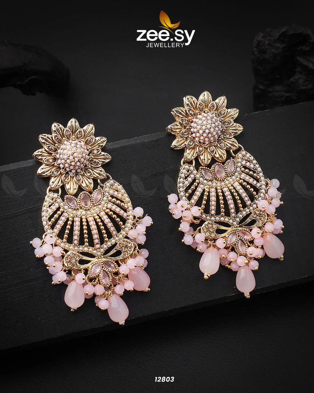 Arri Earrings Golden Mint Pink - Zeesy Jewellery