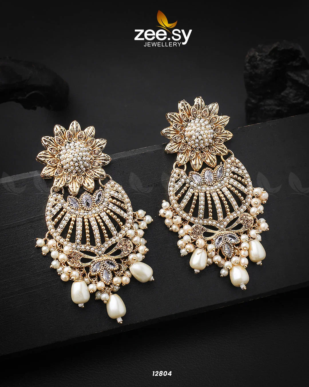 Arri Earrings Golden White - Zeesy Jewellery