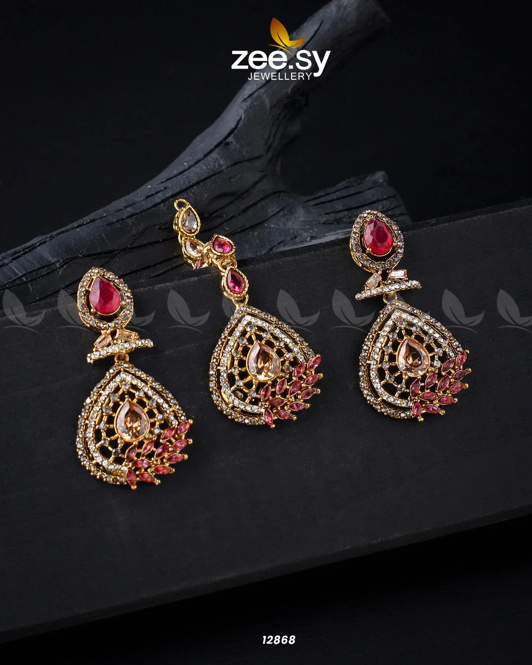 Plumeria Earrings Golden Champagne Rubi - Zeesy Jewellery