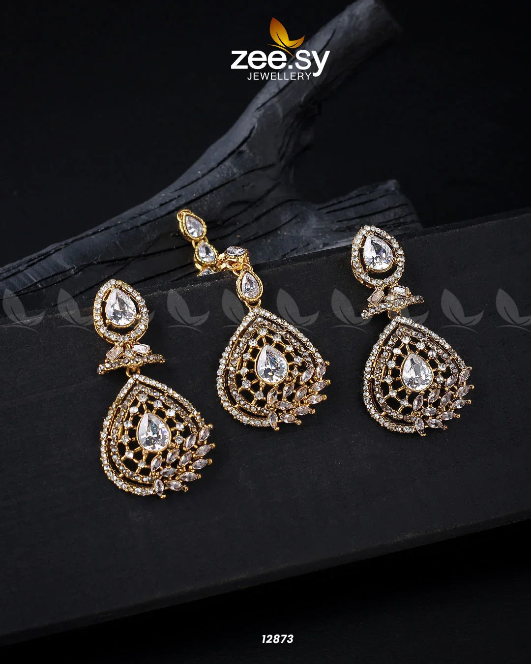 Plumeria Earrings Golden White - Zeesy Jewellery