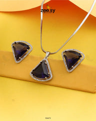 Tetrahedron Pendant Set Purple - Zeesy Jewellery