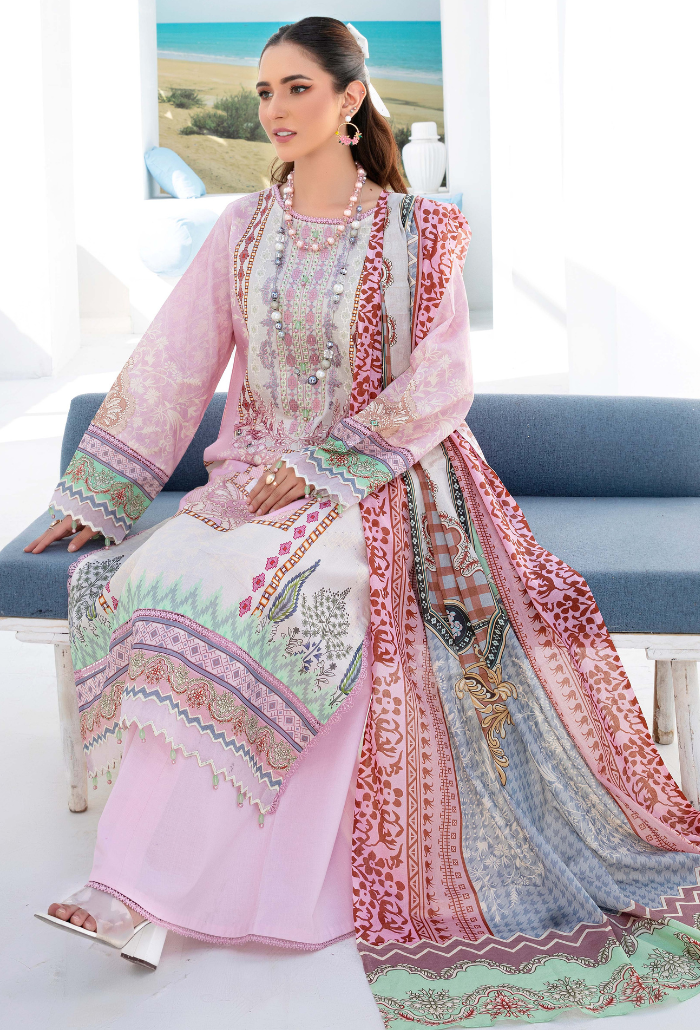 Saira Bano By Humdum Unstitched 3 Piece Emb Lawn Collection'2024