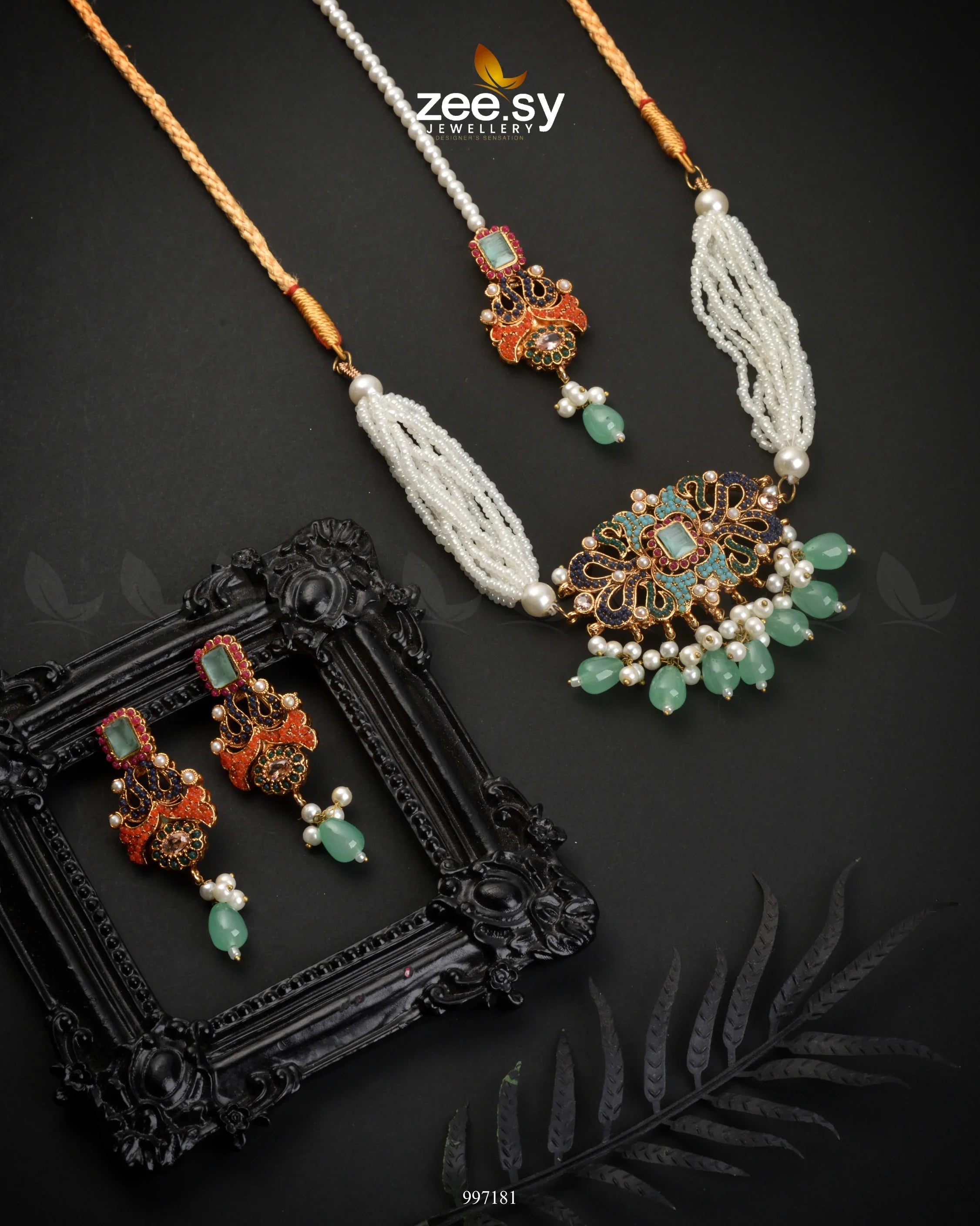 Stokesia Choker Set Mint Green - Zeesy Jewellery