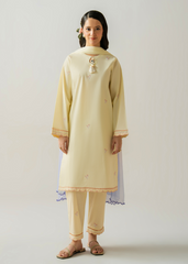 Solstic by Meerak Stitched 3 Piece Emb Lawn Suit-Maple