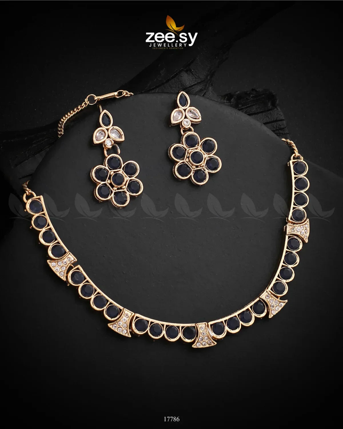 Textured Necklace Golden Black - Zeesy Jewellery
