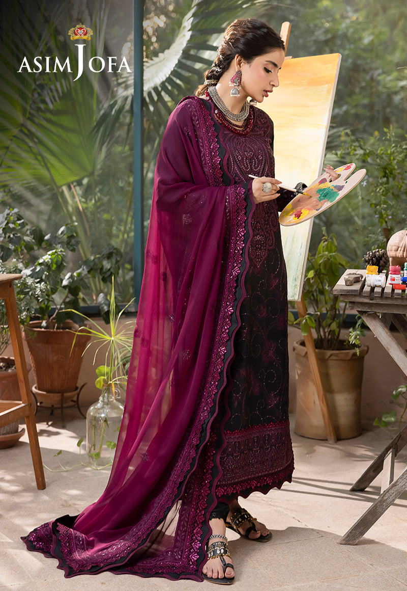 Asim Jofa Shadow Work '23 Ajsw-16 Embroidered Lawn Silk 3 Pcs