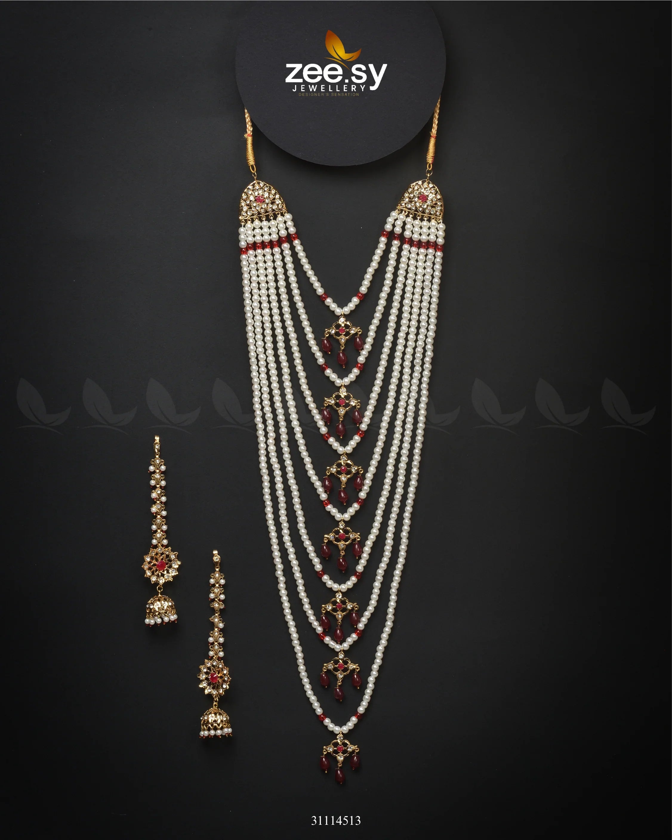 Sitarah Malla Necklace Red - Zeesy Jewellery