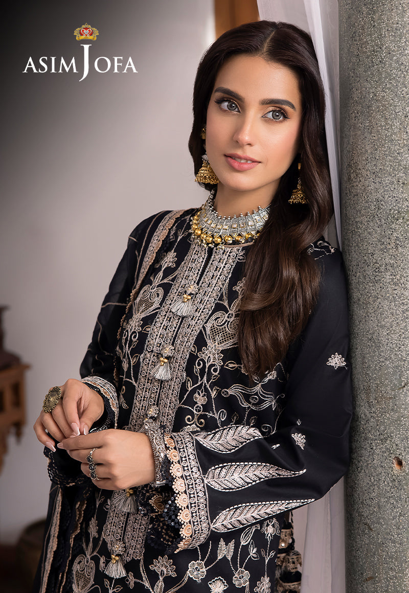 Asim Jofa Shadow Work '23 Ajsw-27 Embroidered Poly Viscose 3 Pcs