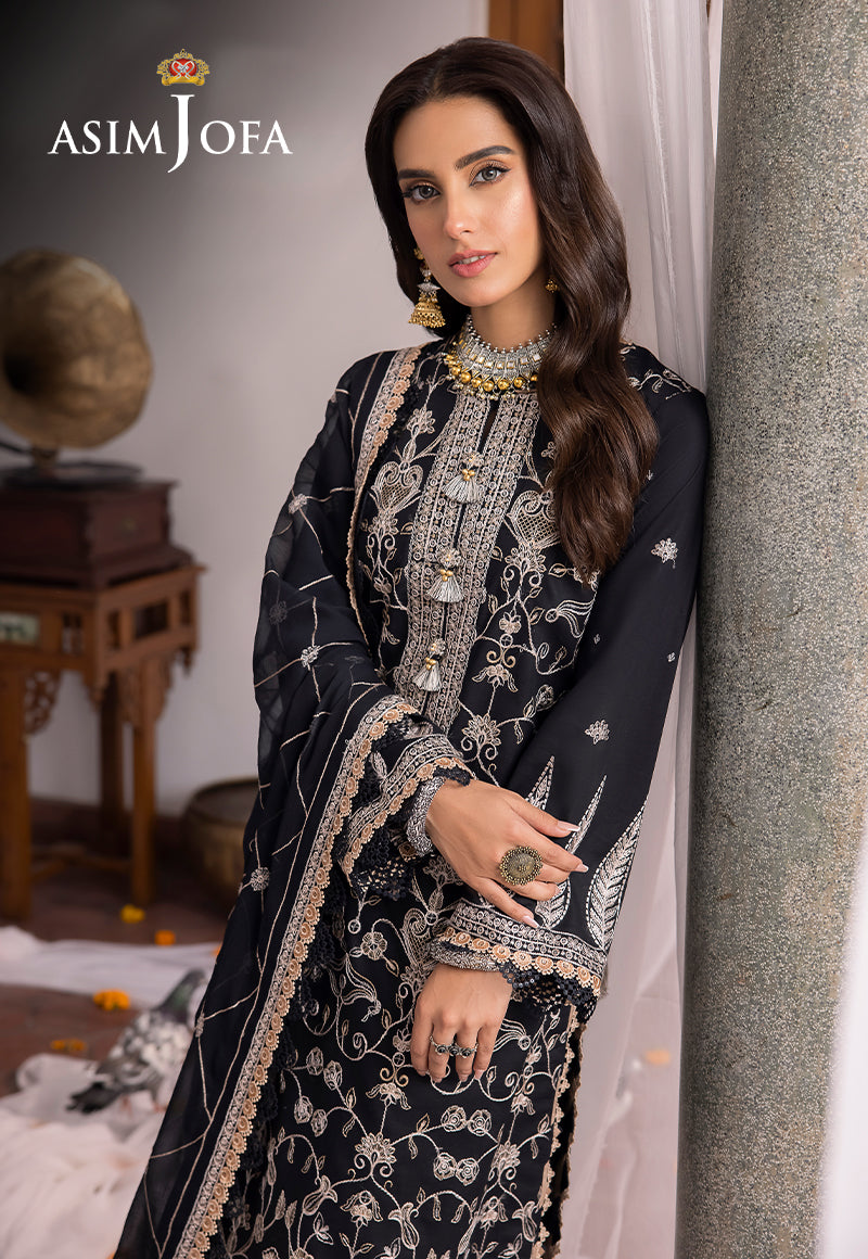 Asim Jofa Shadow Work '23 Ajsw-27 Embroidered Poly Viscose 3 Pcs