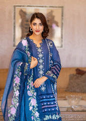 Manzar By Al Harir Stitched 3 Piece Summer Suit-AH002-Manzar-NavyBlue