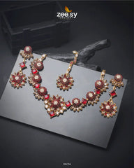 Astilbe Necklace Set Red - Zeesy Jewellery