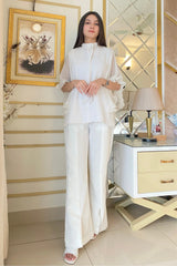 Urban Cut Elegant Cotton Ruffled Shirred Shirt 1 Piece