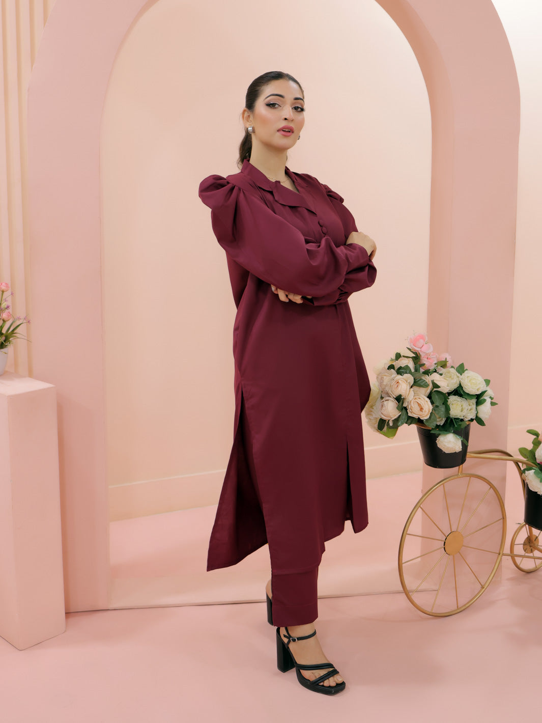 Wine Red Arha Co-Ord Set 