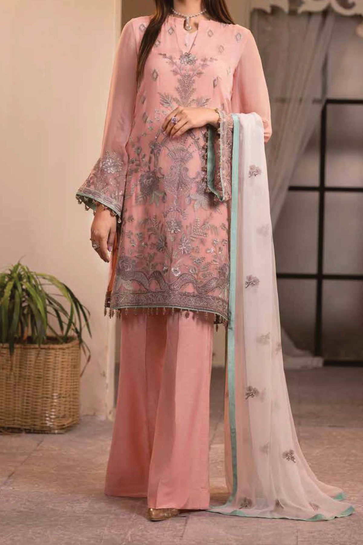 Haya by Flossie Unstitched 3 Piece Luxury Chiffon Vol-14 Collection'2023-K-1402-Ophelia