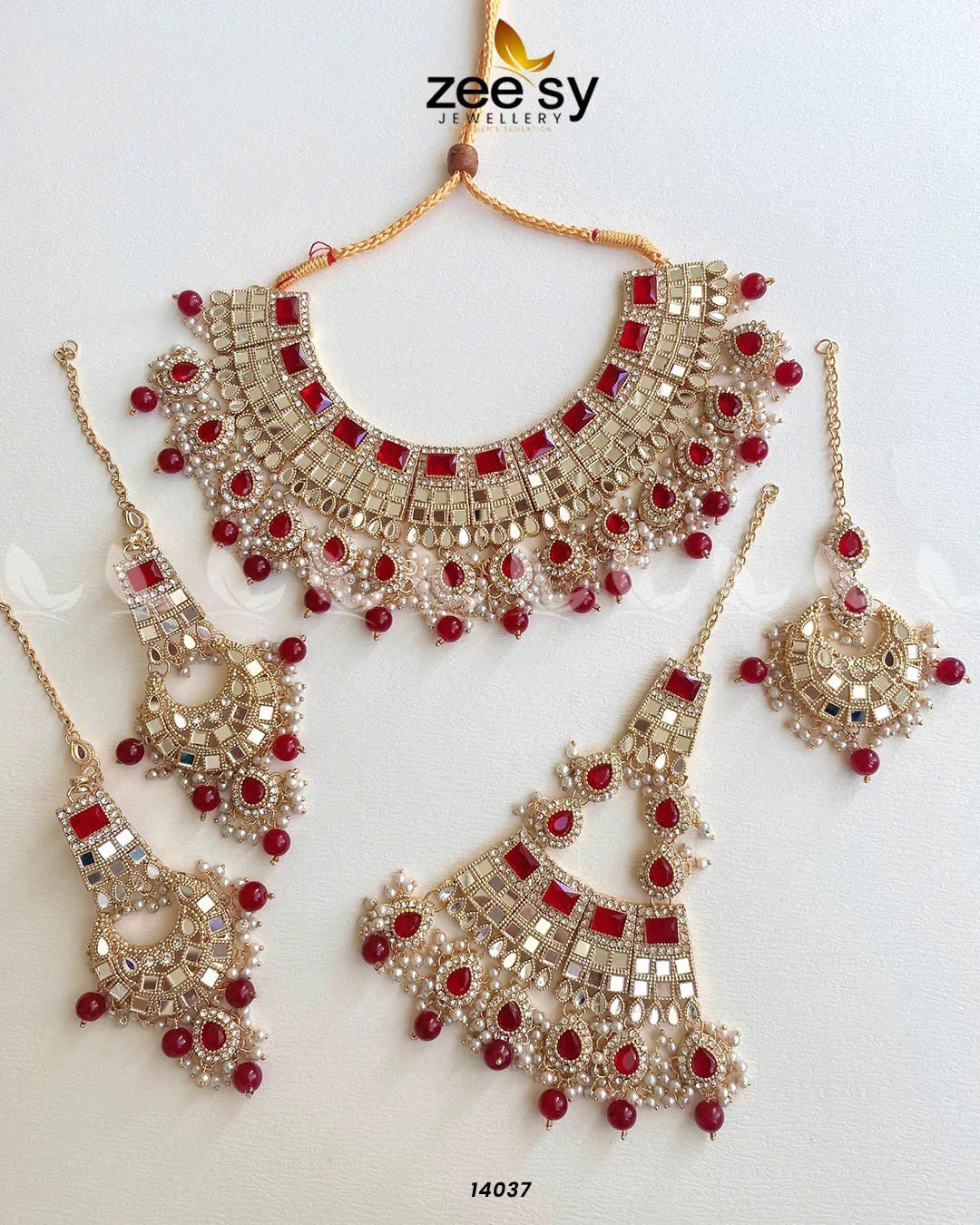 HANIA'S BRIDAL SET Red - Zeesy Jewellery