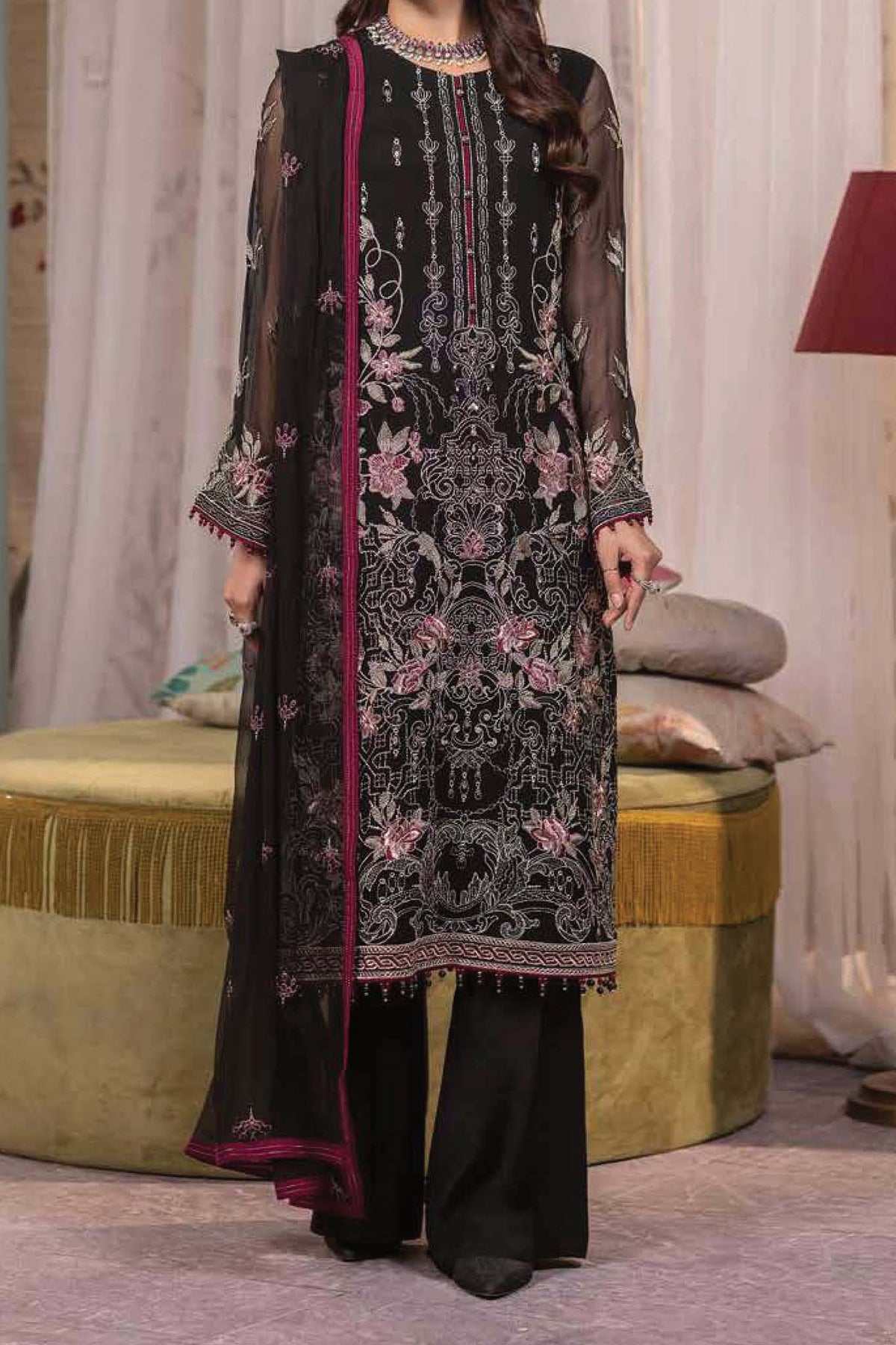 Haya by Flossie Unstitched 3 Piece Luxury Chiffon Vol-14 Collection'2023-K-1405-Layla