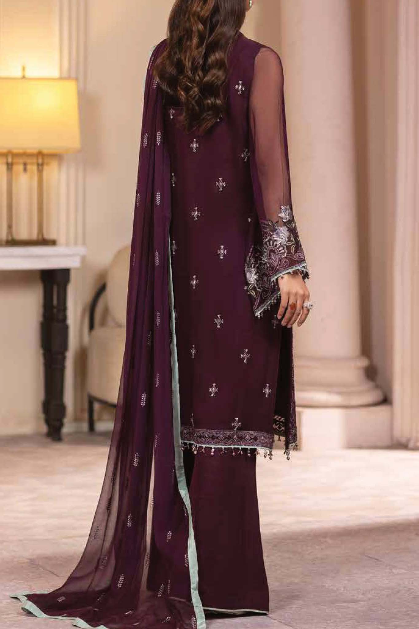 Haya by Flossie Unstitched 3 Piece Luxury Chiffon Vol-14 Collection'2023-K-1406-Mira