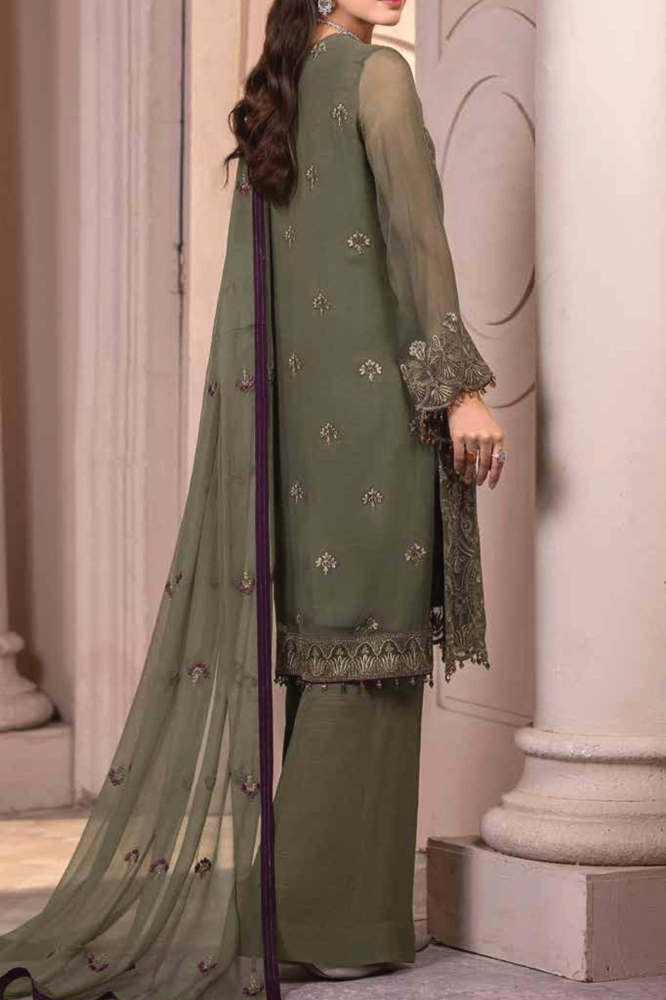 Haya by Flossie Unstitched 3 Piece Luxury Chiffon Vol-14 Collection'2023-K-1407-Zeba