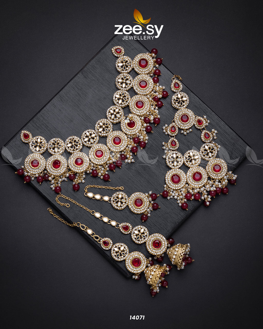 Elegance Bridal Set Red - Zeesy Jewellery