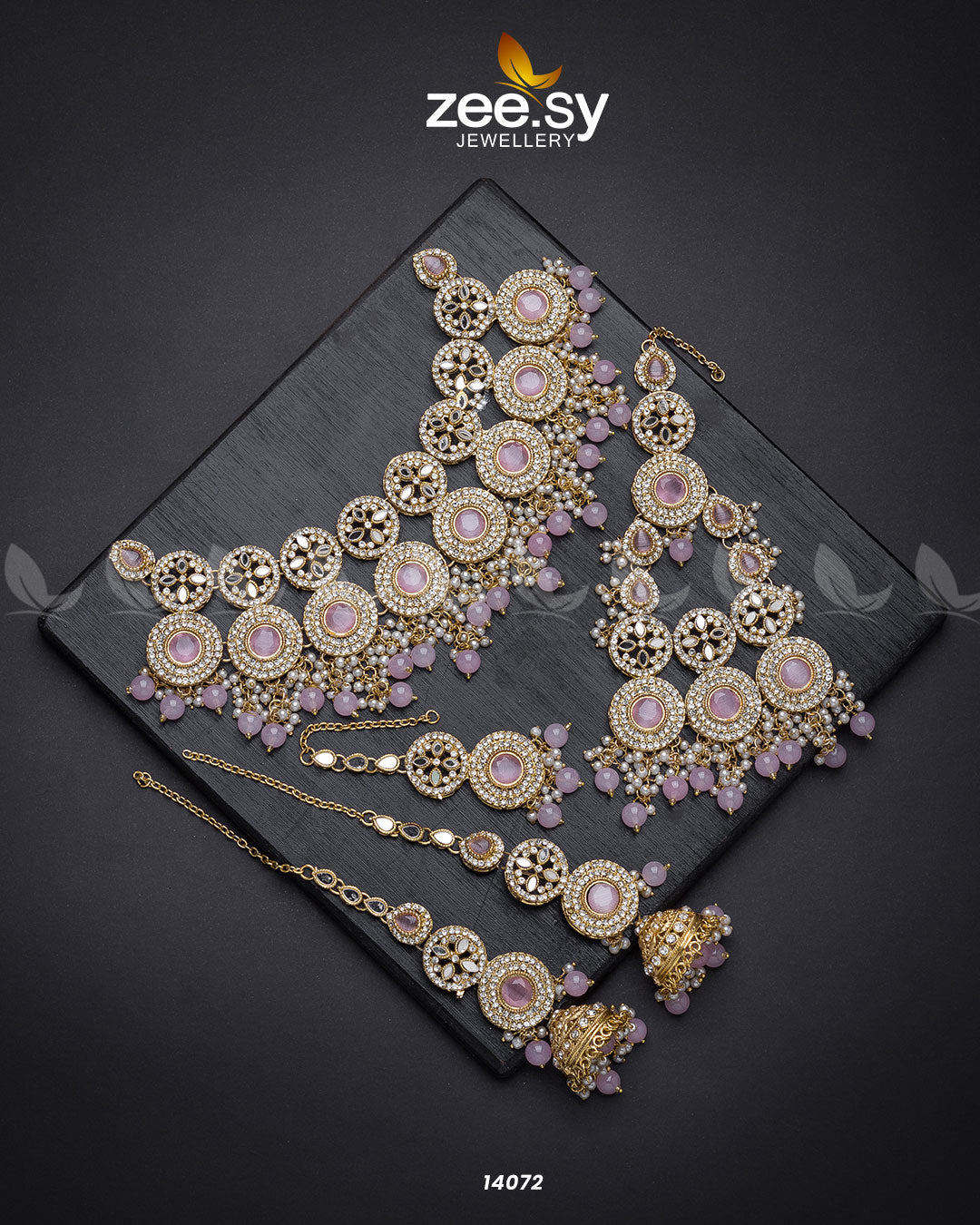 Elegance Bridal Set Pink - Zeesy Jewellery
