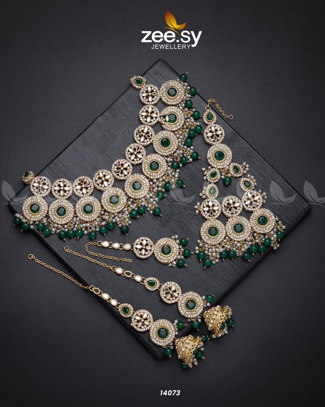 Elegance Bridal Set Green - Zeesy Jewellery