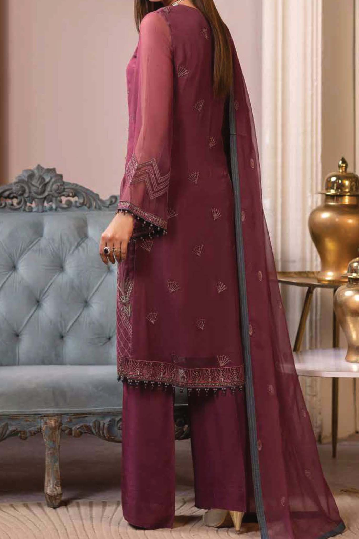 Haya by Flossie Unstitched 3 Piece Luxury Chiffon Vol-14 Collection'2023-K-1409-Warda